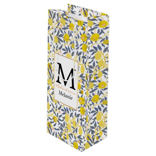 Elegant Lemon vines pattern choose your color Wine Gift Bag