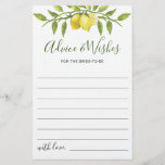 Elegant Lemon Watercolor Bridal Shower Advice Card<br><div class="desc">Elegant Lemon Watercolor Bridal Shower Advice Card.
Personalize with the bride to bride's name and date of shower. 
For further customization,  please click the "customize further" link. If you need help,  contact me please.</div>