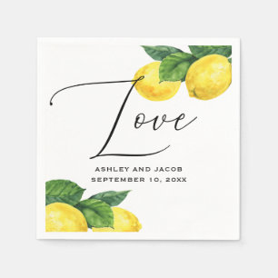 Elegant Lemon Wedding Citrus Botanical Party Napkins