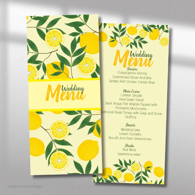 Elegant Lemon Wedding Flat Menu (Creator Uploaded)