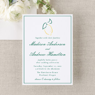 Elegant Lemon Wedding Letterpress Invitation