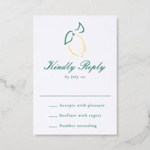 Elegant Lemon Wedding Letterpress RSVP Cards