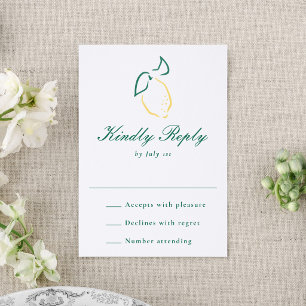 Elegant Lemon Wedding Letterpress RSVP Cards