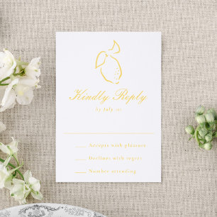 Elegant Lemon Wedding Letterpress RSVP Cards