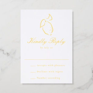 Elegant Lemon Wedding Letterpress RSVP Cards