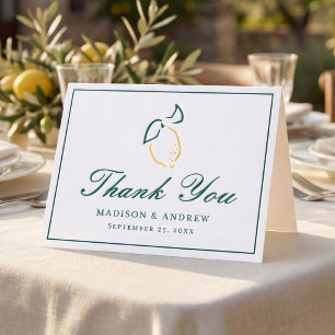 Elegant Lemon Wedding Letterpress Thank You Card