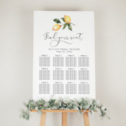 Elegant lemon wedding seating chart foam board