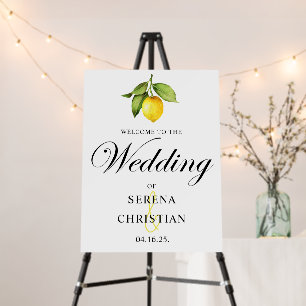 Elegant Lemon Wedding Welcome Foam Board