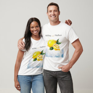 Elegant Lemon Yellow & Blue Watercolor Wedding T-Shirt
