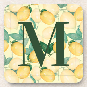 Elegant Lemons and Greenery Beverage Coaster