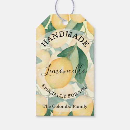 Elegant Lemons and Greenery HANDMADE for You Gift Tags