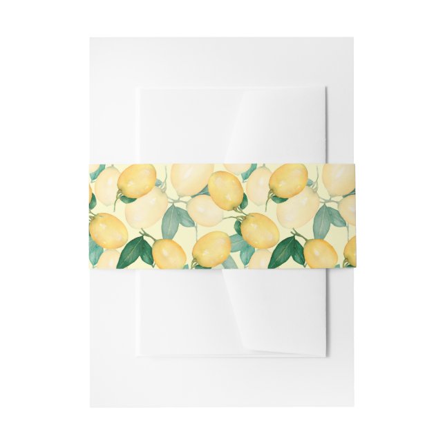 Elegant Lemons and Greenery Invitation Belly Band (Front Example)