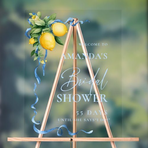 Elegant Lemons Blossom WELCOME Bridal Shower Acrylic Sign