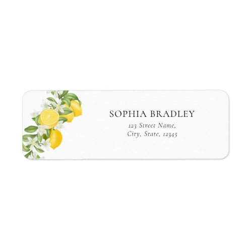 Elegant Lemons Bridal Shower Return Address Label