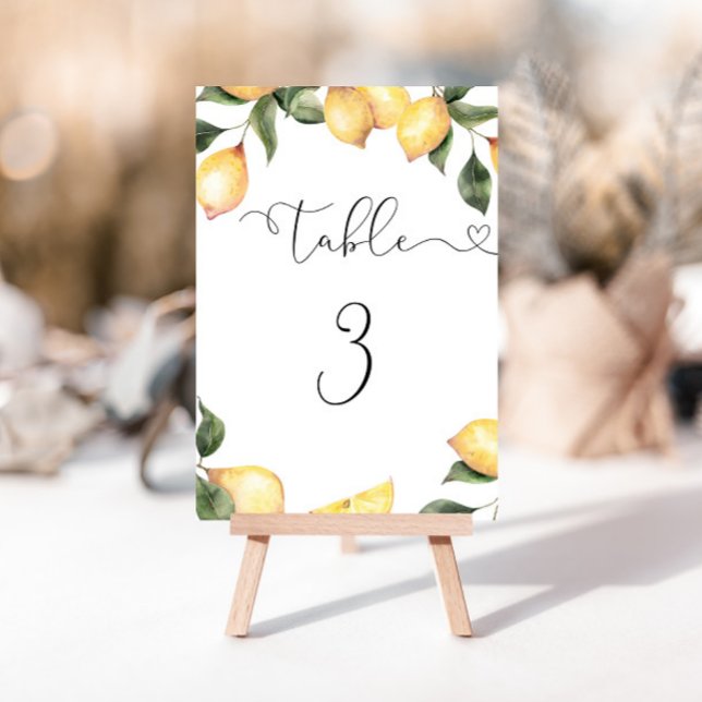 Elegant lemons bridal shower table number (Creator Uploaded)
