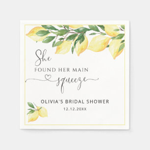 Elegant Lemons Greenery Bridal Shower Napkins