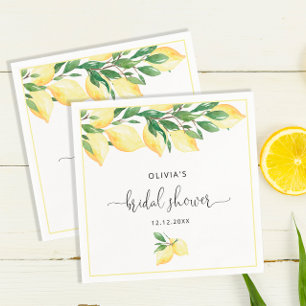 Elegant Lemons Greenery Bridal Shower Napkins