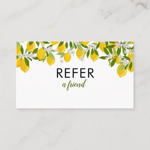 Elegant Lemons Greenery Referral Card