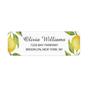 Elegant Lemons Greenery Watercolor Return Address Label