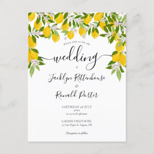 Elegant Lemons Greenery Wedding Invitation Postcard