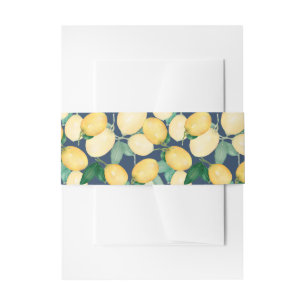 Elegant Lemons on Navy Invitation Belly Band