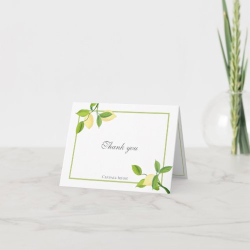 Elegant Lemons Personalized Folded Thank You Card