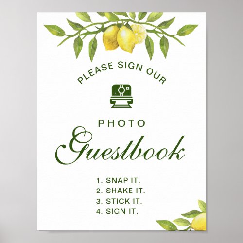 Elegant Lemons  Sign Our PHOTO Guestbook Poster