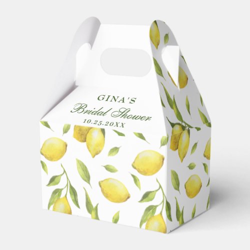 Elegant Lemons Watercolor Greenery BRIDAL SHOWER Favor Boxes