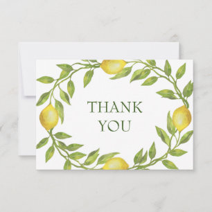 Elegant Lemons Watercolor Greenery Thank You Card