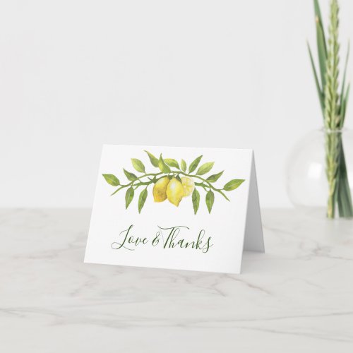 Elegant Lemons Watercolor Greenery Thank You Card