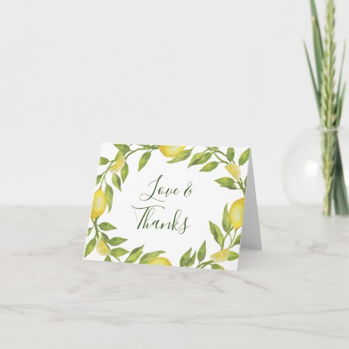 Elegant Lemons Watercolor Greenery Thank You Card