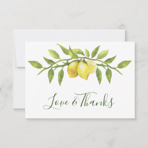 Elegant Lemons Watercolor Greenery Thank You Card