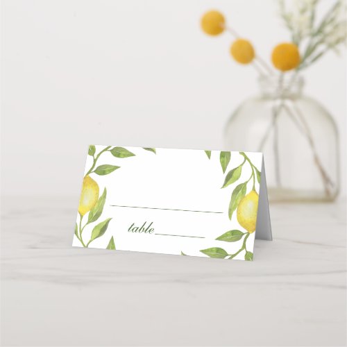 Elegant Lemons Watercolor Greenery Wedding Place C Place Card