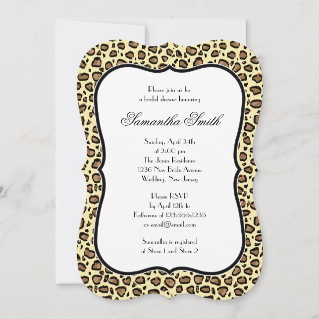 Elegant Leopard Animal Print Bridal Shower Invitation (Front)