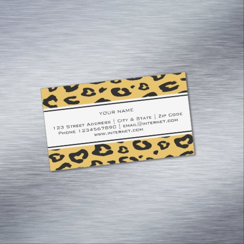 Elegant leopard animal print custom business card magnet