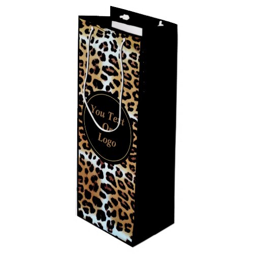 Elegant Leopard Animal Print Custom Business Logo Wine Gift Bag