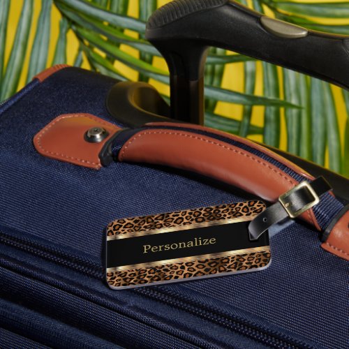 Elegant Leopard Animal Print  DIY Text Luggage Tag