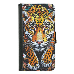 Elegant Leopard Art Wild Animal Design Samsung Galaxy S5 Wallet Case