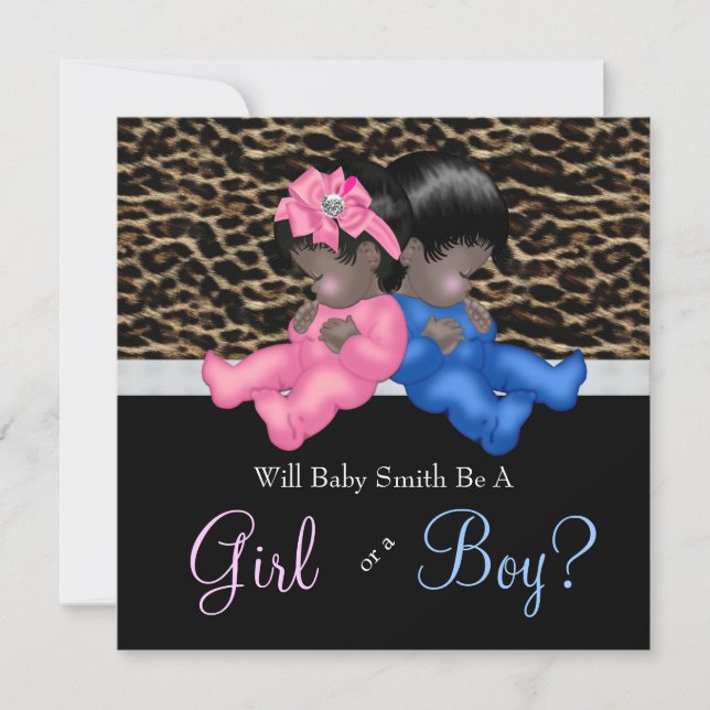 Elegant Leopard Baby Gender Reveal Shower Invitation (Front)