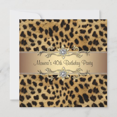 Elegant Leopard Birthday Party Invitations