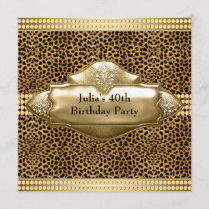 Elegant Leopard Birthday Party Invitations
