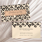 Modern Leopard Cheetah Custom Company Logo QR Code Business Card