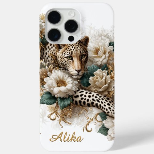 Elegant Leopard Floral Case with Custom TEXT