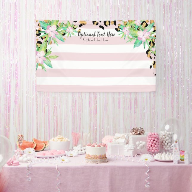 Elegant Leopard Gold and Pink Vinyl Party Backdrop Banner (Party)
