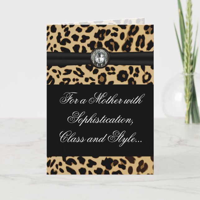 Elegant Leopard Jewel Mother's Day Greeting Card (Front)