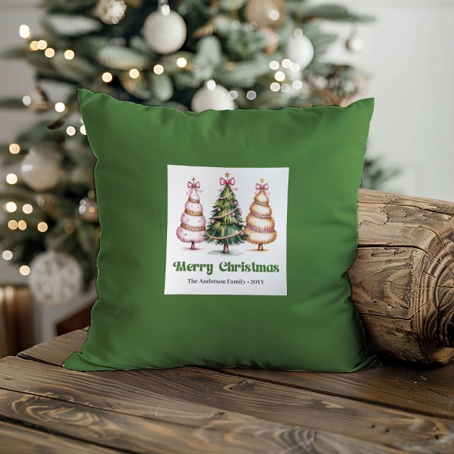 Elegant Leopard Pattern Christmas Name Custom  Throw Pillow (Elegant Leopard Pattern Christmas Name Custom Pillow)