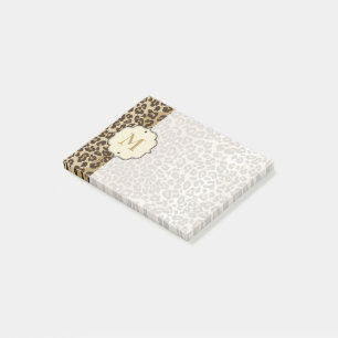 Elegant Leopard Pattern Custom Monogram Post-it Notes