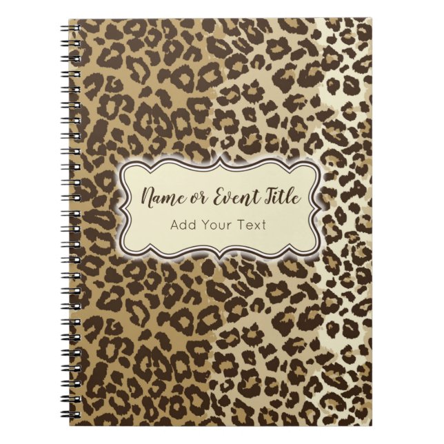 Elegant Leopard Pattern Customize Name & Event Notebook (Front)