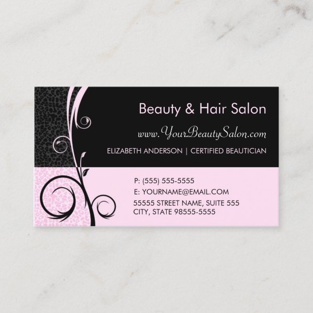 Elegant Leopard Pink and Black Salon Appointment (Front)