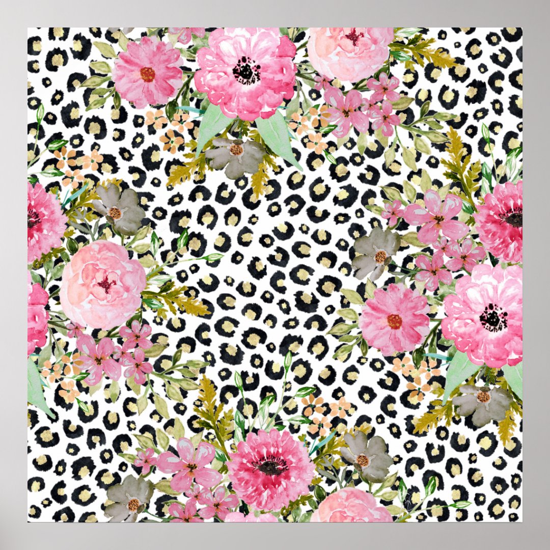 Elegant leopard print and floral design | Zazzle